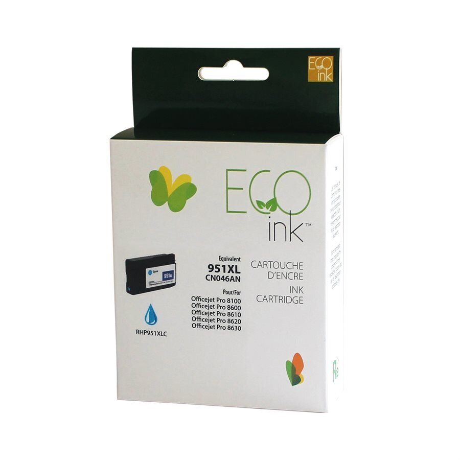 NON-OEM HP 951XL Cyan reman. EcoInk