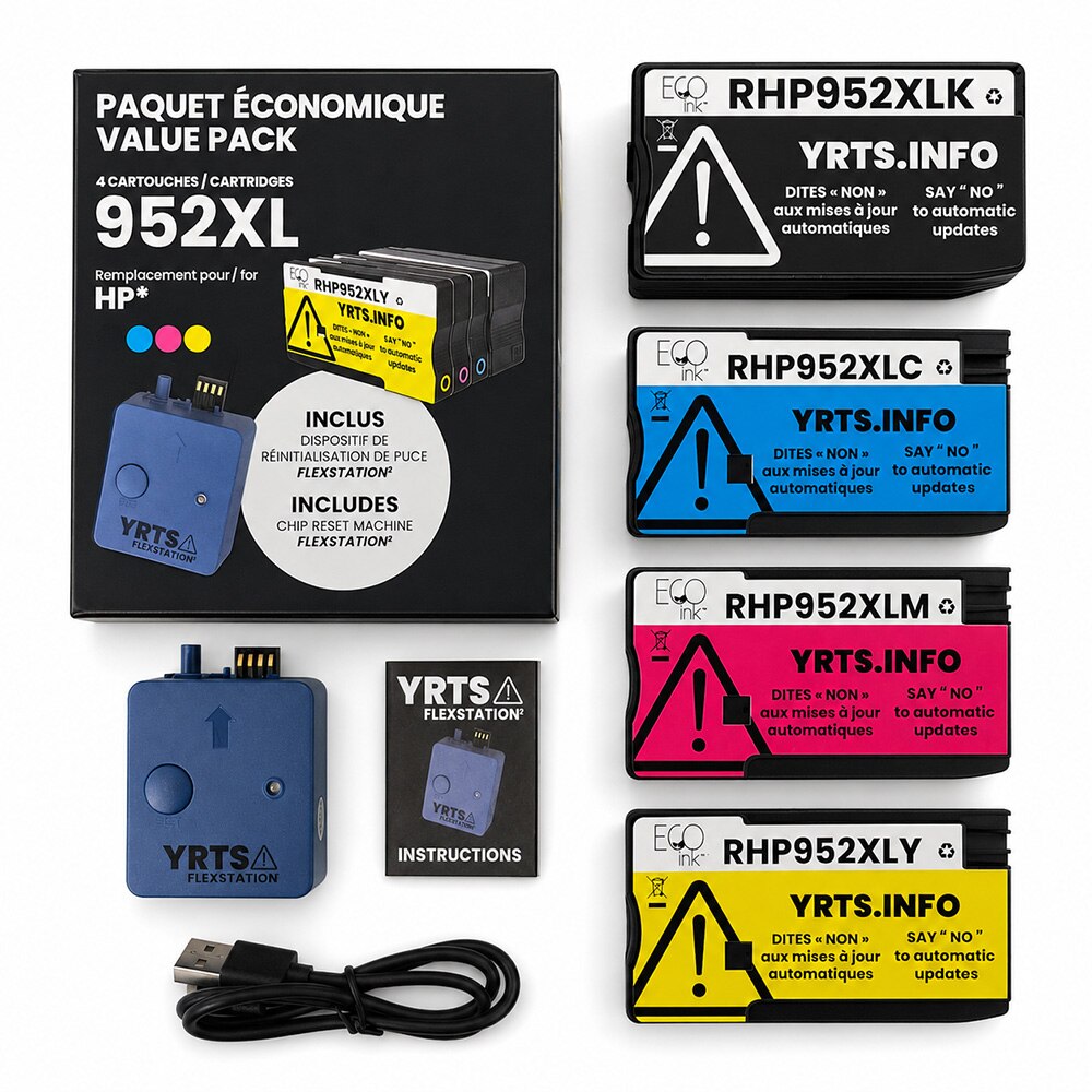 NON-OEM HP 952XL 4-Color Ink Pack (KCMY) + Mini Reset Machine